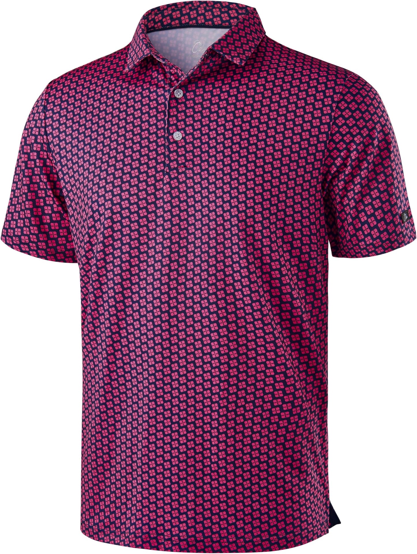Obla Mens Golf Polo Shirts Short Sleeve Dry Fit Performance Moisture Wicking Casual Print Collared Golf Shirts For Men - Pink Flower