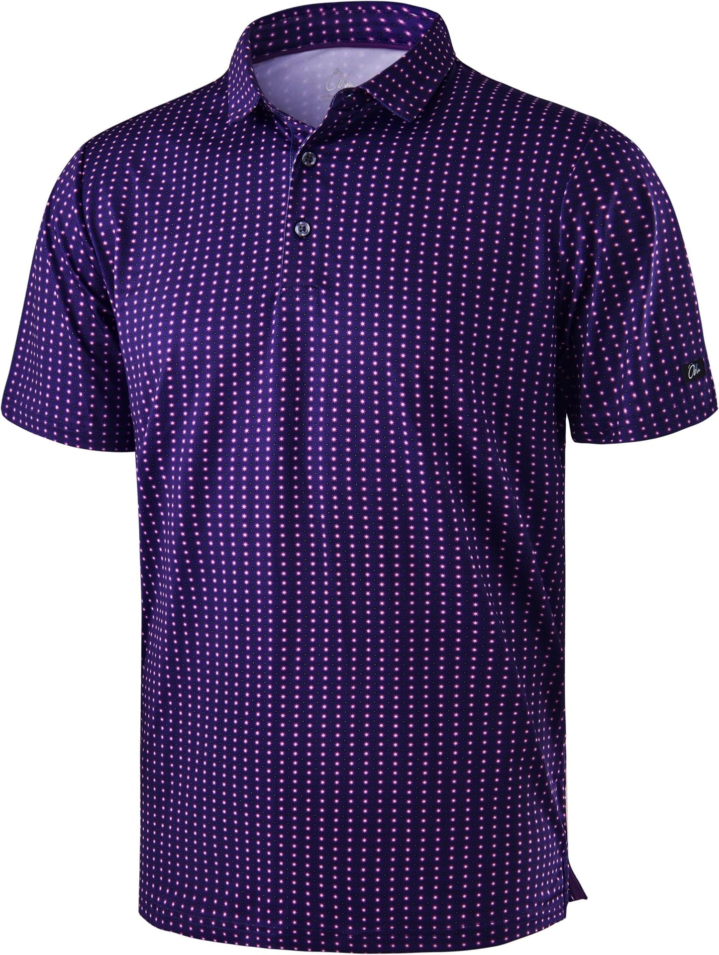 Obla Mens Golf Polo Shirts Short Sleeve Dry Fit Performance Moisture Wicking Casual Print Collared Golf Shirts For Men - Deep Purple Sunflower