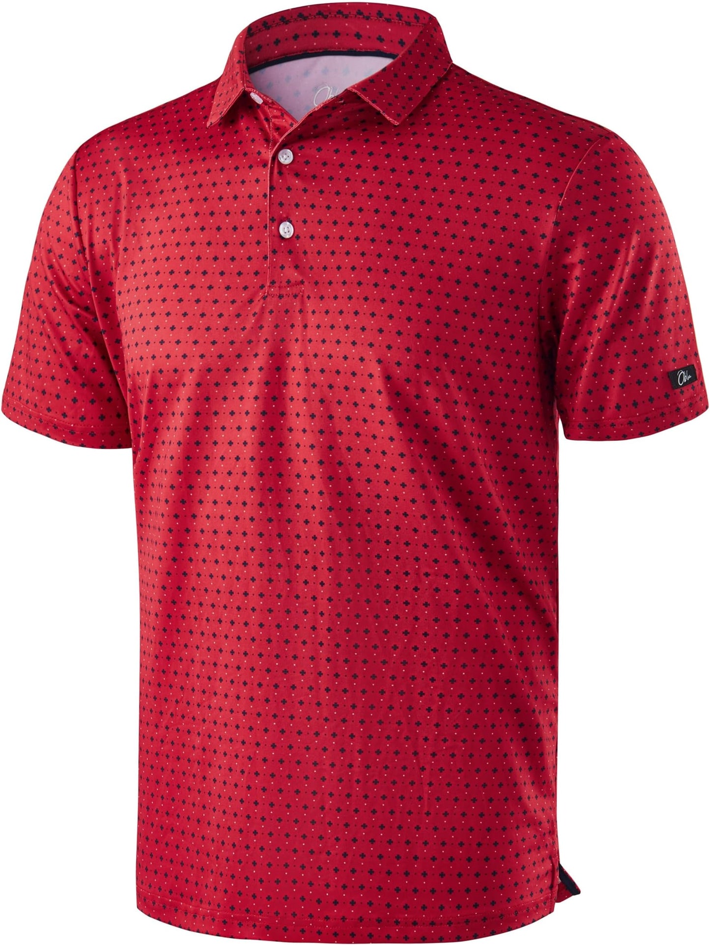 Obla Mens Golf Polo Shirts Short Sleeve Dry Fit Performance Moisture Wicking Casual Print Collared Golf Shirts For Men - Red Flower