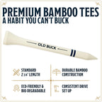 Old Buck 2 3/4" Bamboo Golf Tees, Premium Wooden Driver Tees In Cigarette-Style Carton — 18 Tees — Novelty Golf Gift For Men, Dad & Groomsmen - Single (18 Tees)