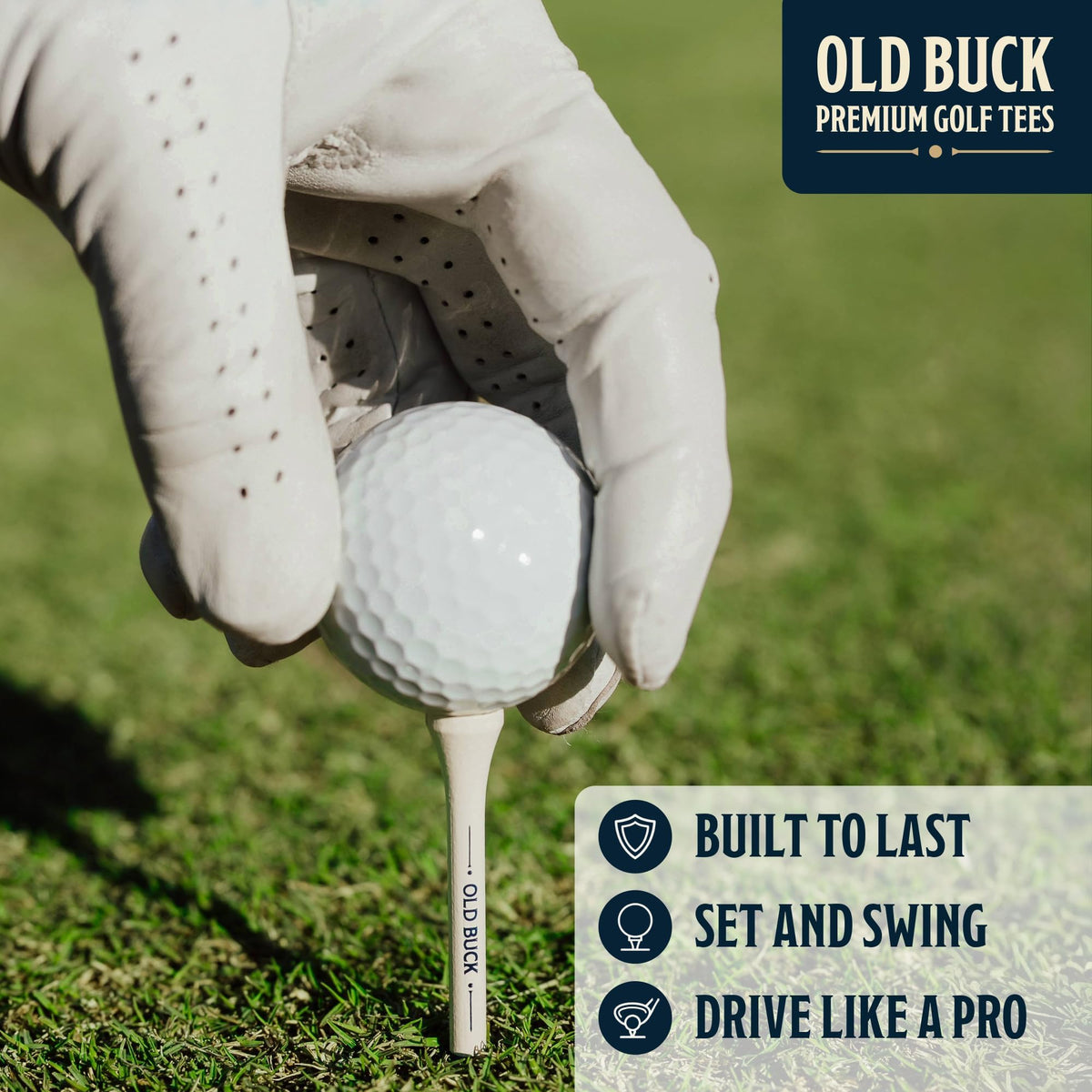 Old Buck 2 3/4" Bamboo Golf Tees, Premium Wooden Driver Tees In Cigarette-Style Carton — 18 Tees — Novelty Golf Gift For Men, Dad & Groomsmen - Single (18 Tees)