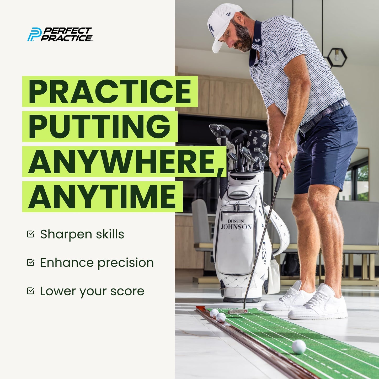 Perfect Practice Putting Mat – Indoor Putting Green For Home & Office – Golf Training Aid For Putting Practice – Premium Golf Putting Mat With Realistic Turf – Golf Gifts For Men - Standard