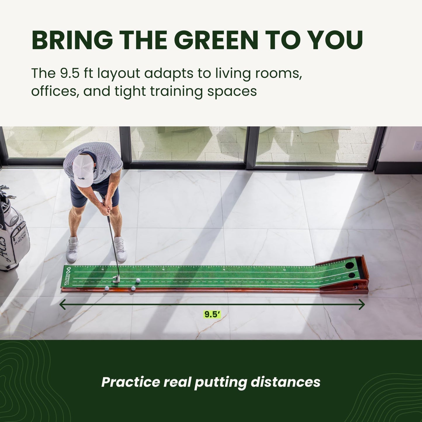 Perfect Practice Putting Mat – Indoor Putting Green For Home & Office – Golf Training Aid For Putting Practice – Premium Golf Putting Mat With Realistic Turf – Golf Gifts For Men - Standard