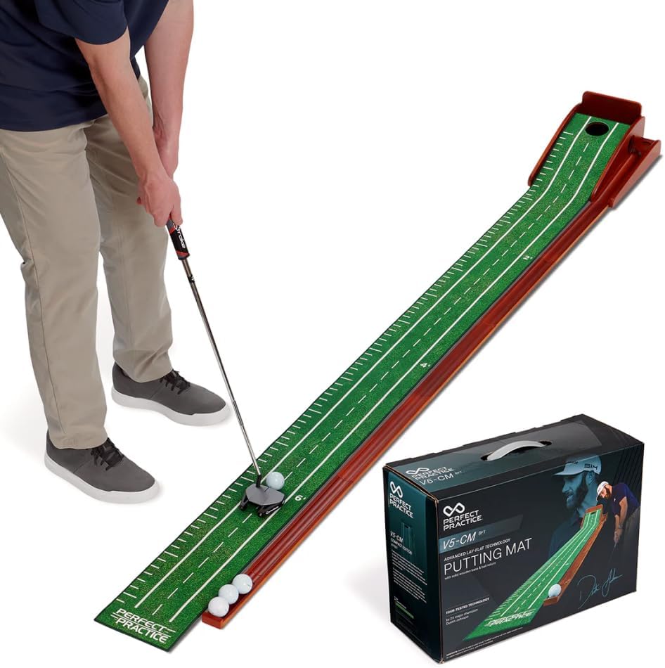 Perfect Practice Putting Mat – Indoor Putting Green For Home & Office – Golf Training Aid For Putting Practice – Premium Golf Putting Mat With Realistic Turf – Golf Gifts For Men - Compact