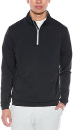 Peter Millar Solid Perth Quarter Zip- British Gray - Black