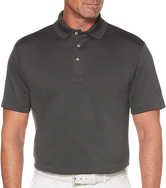 Pga Tour Men's Airflux Solid Mesh Short Sleeve Classic Golf Polo Shirt - Medium