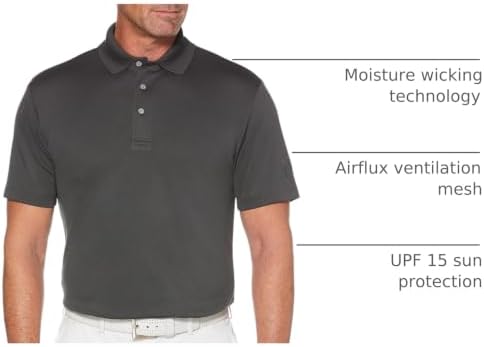 Pga Tour Men's Airflux Solid Mesh Short Sleeve Classic Golf Polo Shirt - Medium