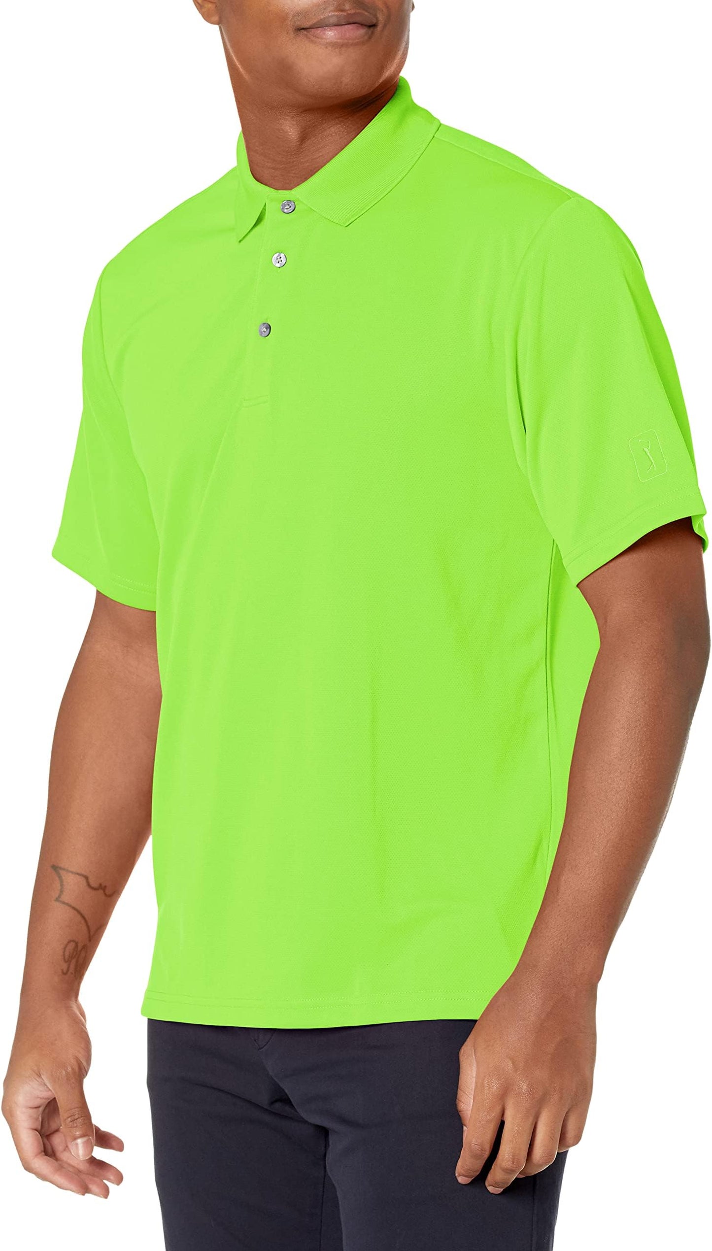 Pga Tour Men's Airflux Solid Mesh Short Sleeve Classic Golf Polo Shirt - Large