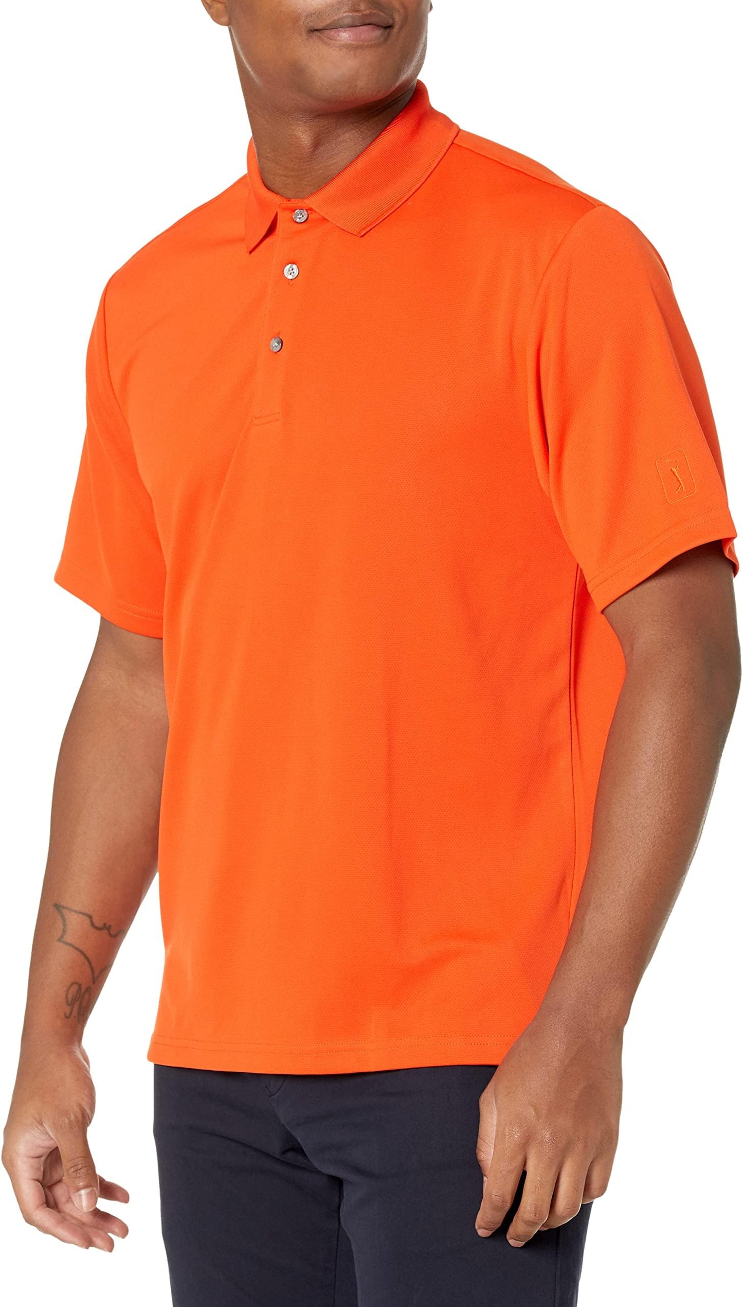 Pga Tour Men's Airflux Solid Mesh Short Sleeve Classic Golf Polo Shirt - Small