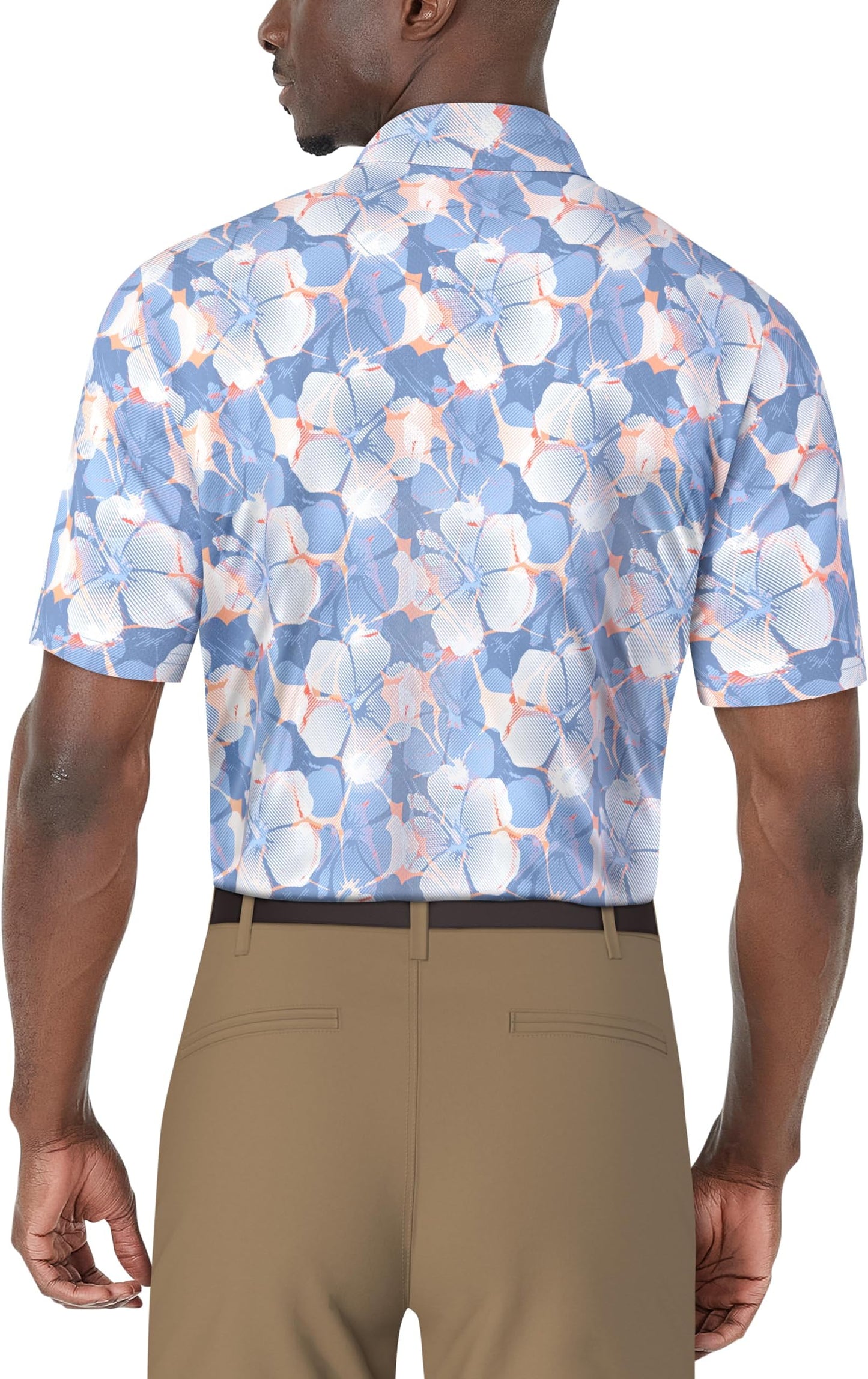 Pga Tour Men's Short Sleeve Printed Golf Polo Shirt (available In Big & Tall) - Blissful Blue