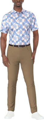 Pga Tour Men's Short Sleeve Printed Golf Polo Shirt (available In Big & Tall) - Blissful Blue