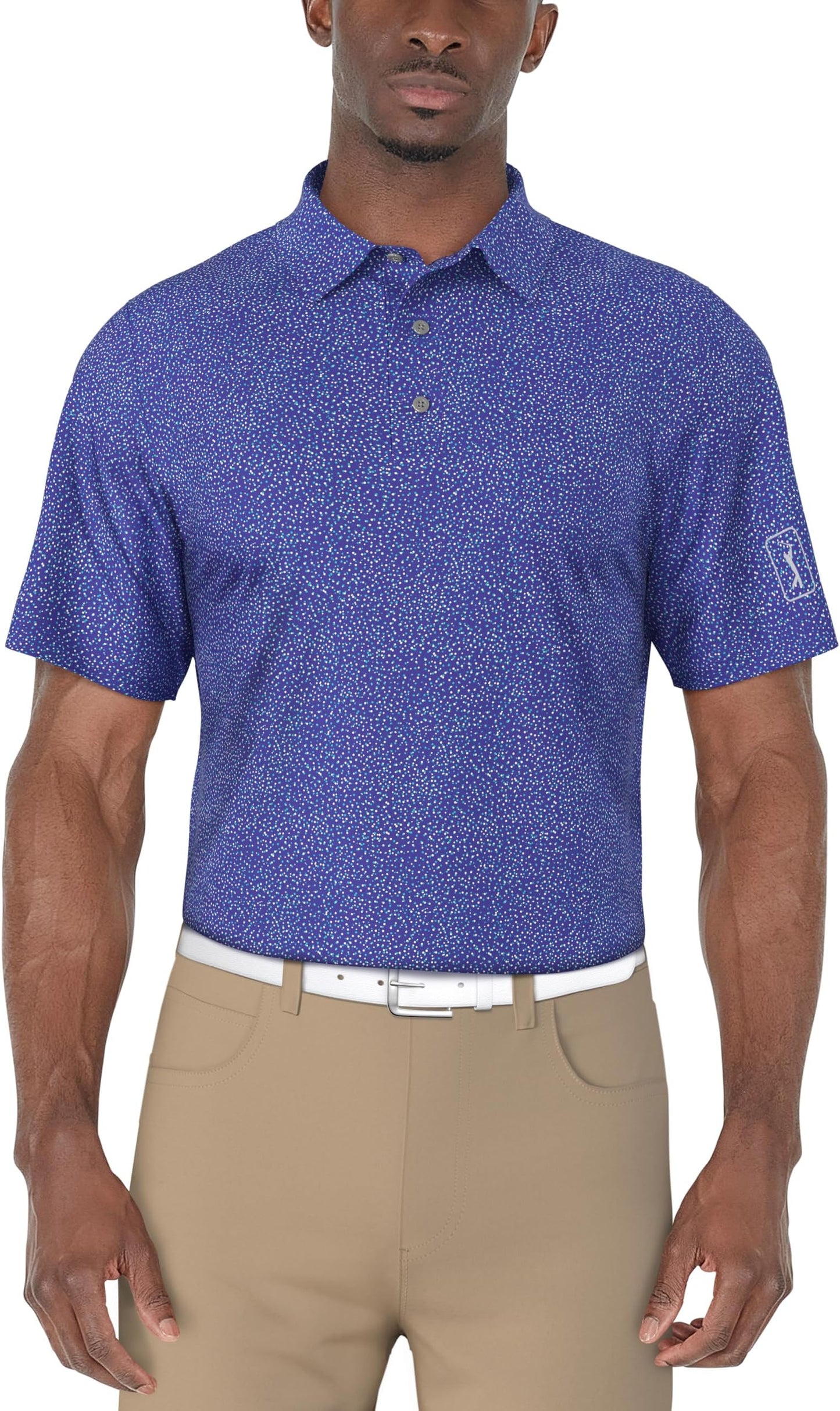 Pga Tour Men's Short Sleeve Printed Golf Polo Shirt (available In Big & Tall) - Dazzling Blue