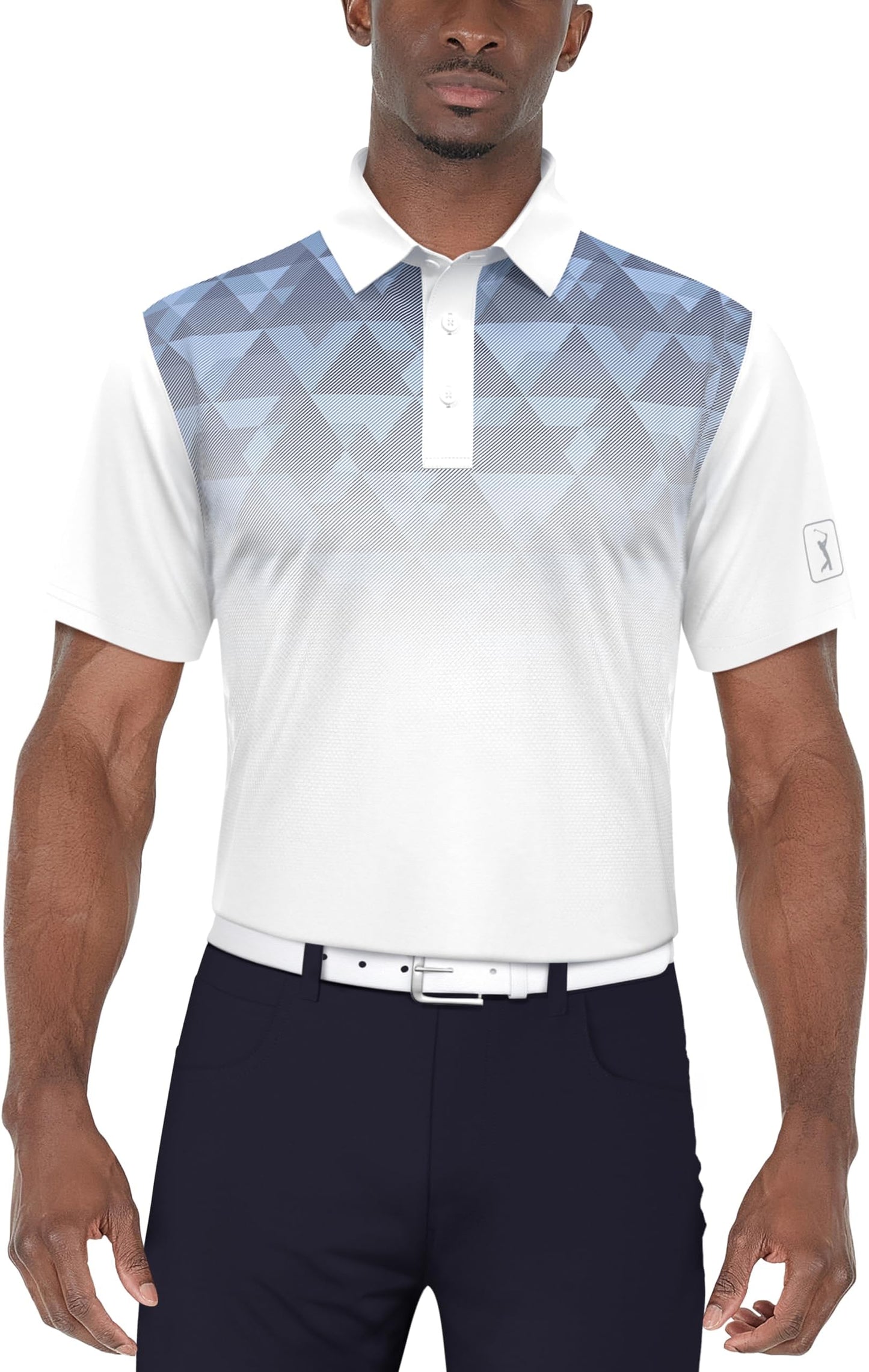 Pga Tour Men's Short Sleeve Printed Golf Polo Shirt (available In Big & Tall) - Geo Print Bright White