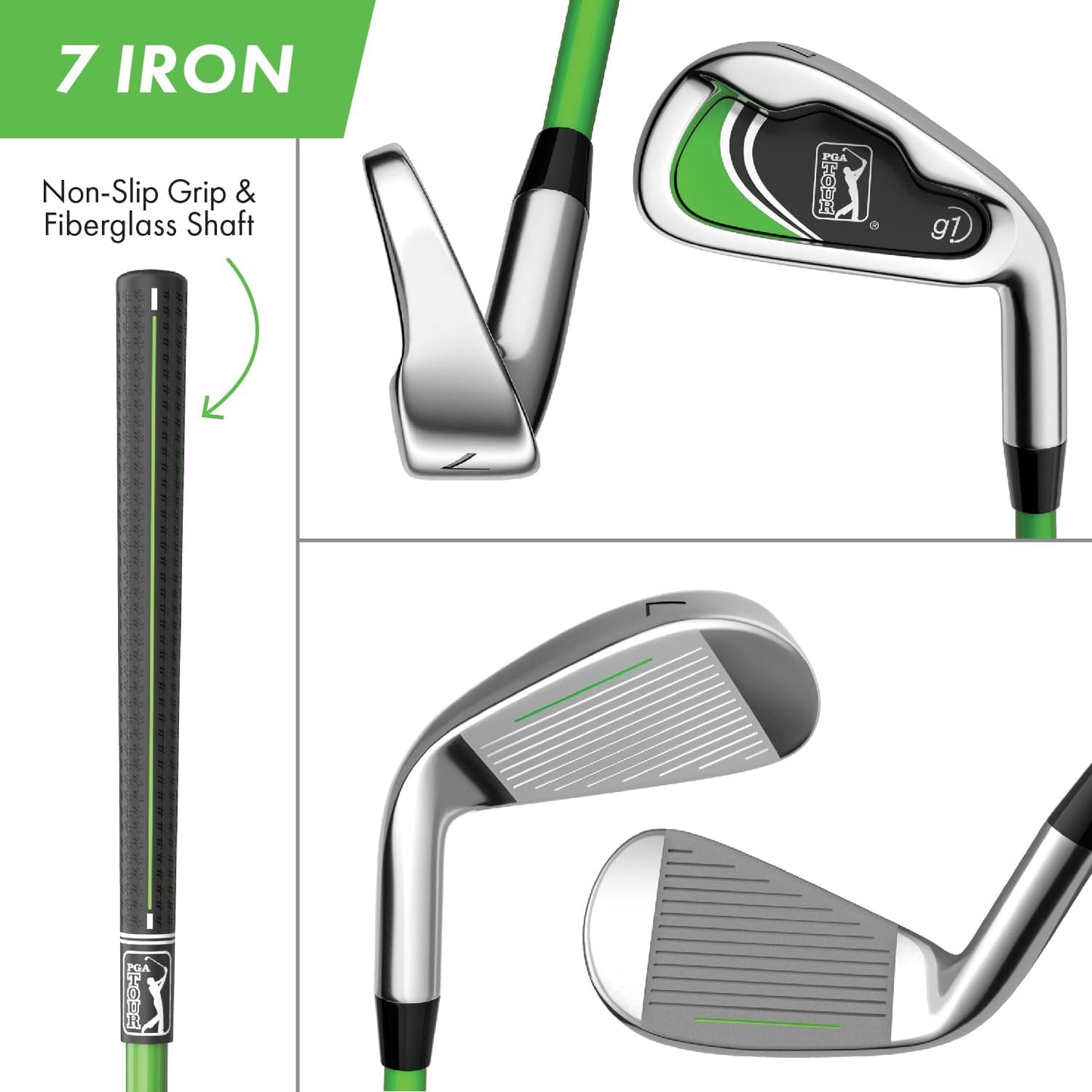 Pga Tour Youth Golf Club Set – Ages 3-5 (3’6”-4’1”) And 5-8 (4’1” - 4'8") Right And Left Handed Beginner Junior Golf Clubs With Lightweight Golf Bag, Mallet Putter, Driver By Golfgen - Ages 3-5: 5 Pc Set (green,new)