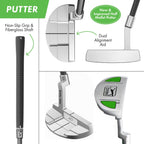 Pga Tour Youth Golf Club Set – Ages 3-5 (3’6”-4’1”) And 5-8 (4’1” - 4'8") Right And Left Handed Beginner Junior Golf Clubs With Lightweight Golf Bag, Mallet Putter, Driver By Golfgen - Ages 3-5: 5 Pc Set (green,new)