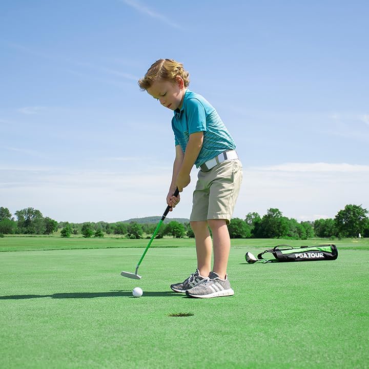 Pga Tour Youth Golf Club Set – Ages 3-5 (3’6”-4’1”) And 5-8 (4’1” - 4'8") Right And Left Handed Beginner Junior Golf Clubs With Lightweight Golf Bag, Mallet Putter, Driver By Golfgen - Ages 3-5: 5 Pc Set (green,new)
