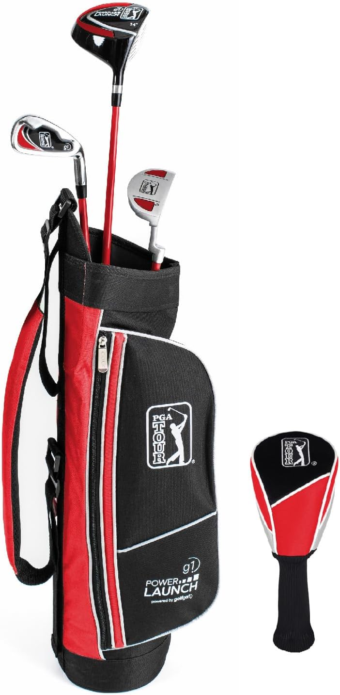 Pga Tour Youth Golf Club Set – Ages 3-5 (3’6”-4’1”) And 5-8 (4’1” - 4'8") Right And Left Handed Beginner Junior Golf Clubs With Lightweight Golf Bag, Mallet Putter, Driver By Golfgen - Ages 5-8: 5 Pc Set (red, New)