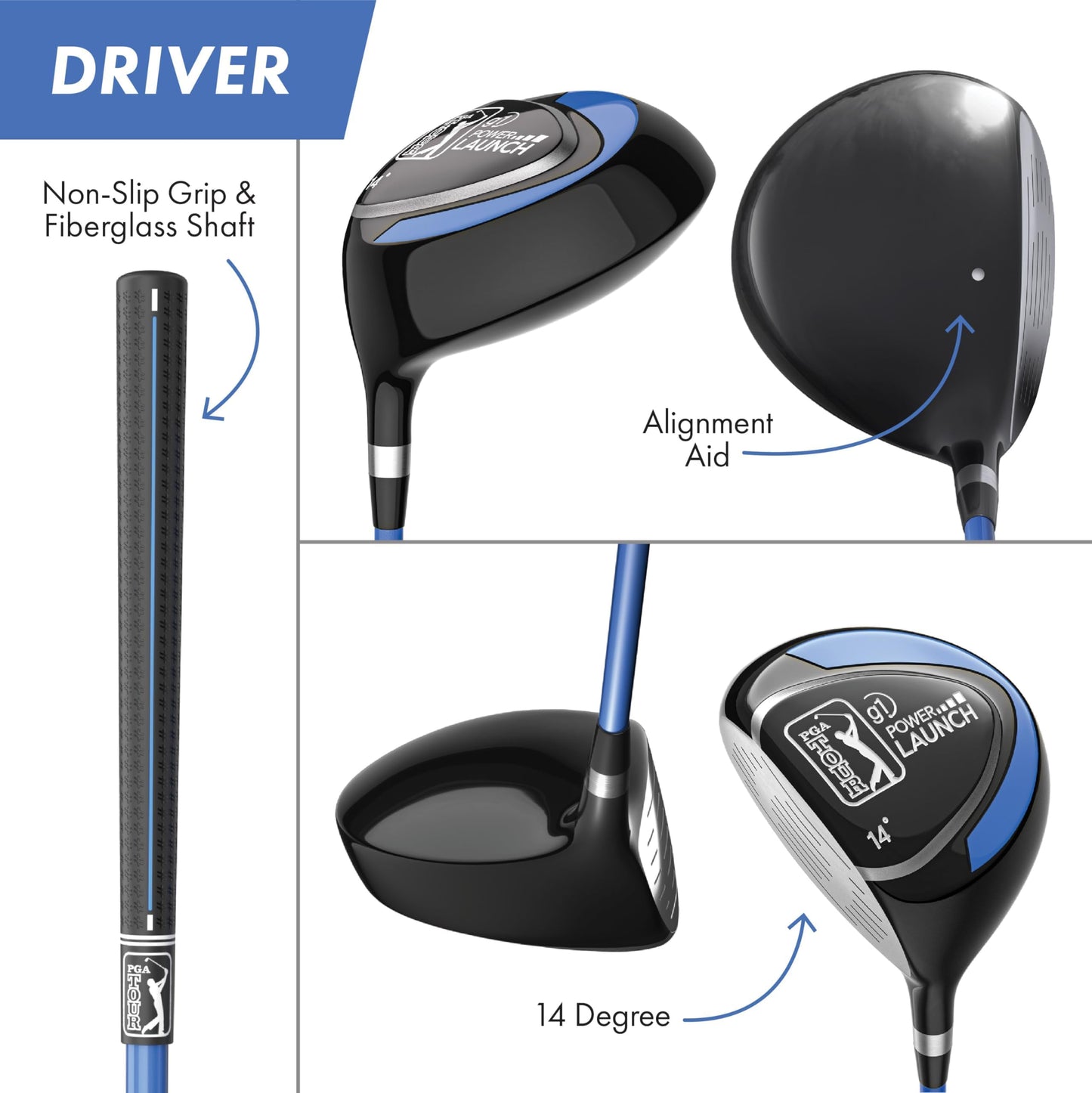 Pga Tour Youth Golf Club Set For Ages 8-12 & 12+ (4’8”–5’10”), Right And Left-Handed Kids Golf Sets – Beginner Junior Golf Clubs With Lightweight Stand Bag, Mallet Putter, Hybrid, Driver - Ages 8-12: 10 Pc Set (new)