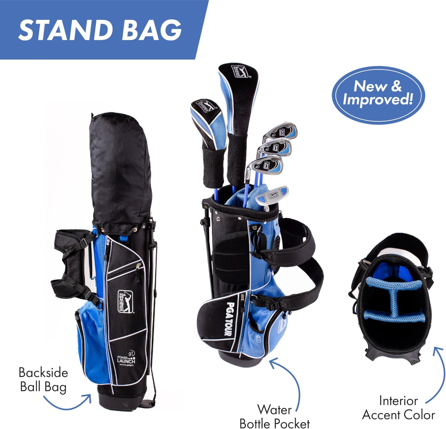 Pga Tour Youth Golf Club Set For Ages 8-12 & 12+ (4’8”–5’10”), Right And Left-Handed Kids Golf Sets – Beginner Junior Golf Clubs With Lightweight Stand Bag, Mallet Putter, Hybrid, Driver - Ages 8-12: 10 Pc Set (new)