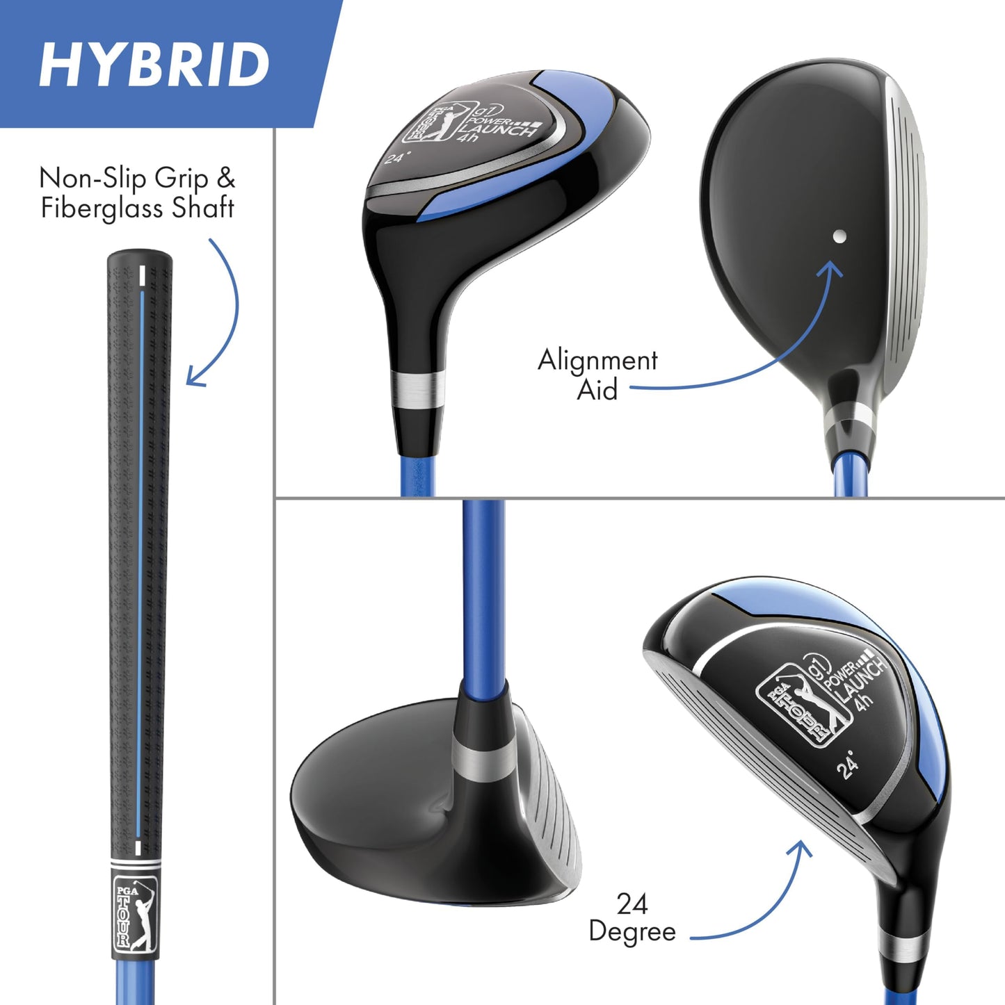 Pga Tour Youth Golf Club Set For Ages 8-12 & 12+ (4’8”–5’10”), Right And Left-Handed Kids Golf Sets – Beginner Junior Golf Clubs With Lightweight Stand Bag, Mallet Putter, Hybrid, Driver - Ages 8-12: 10 Pc Set (new)