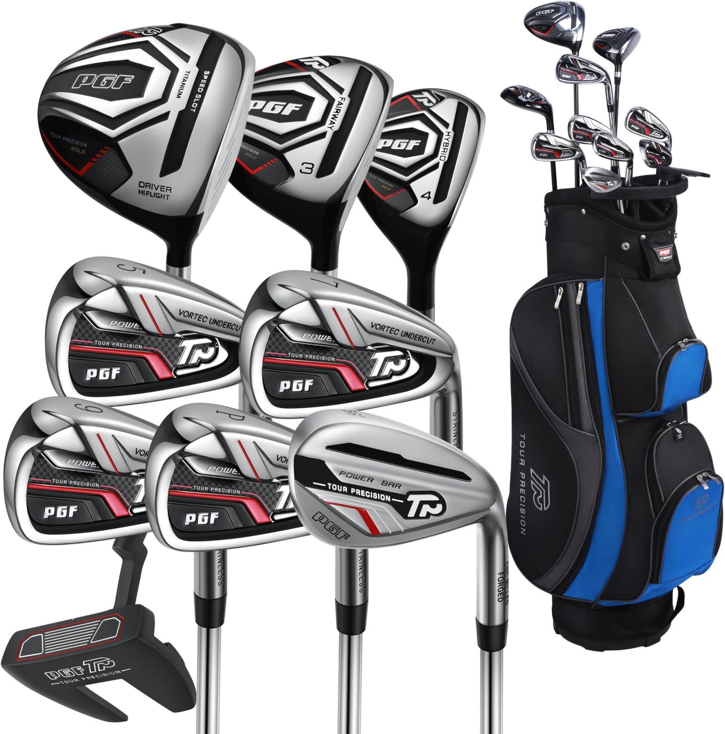 Pgf Gold Tour Precision Complete Golf Club Package Set For Men & Women - [rihgt Hand [length: +1 Inch]