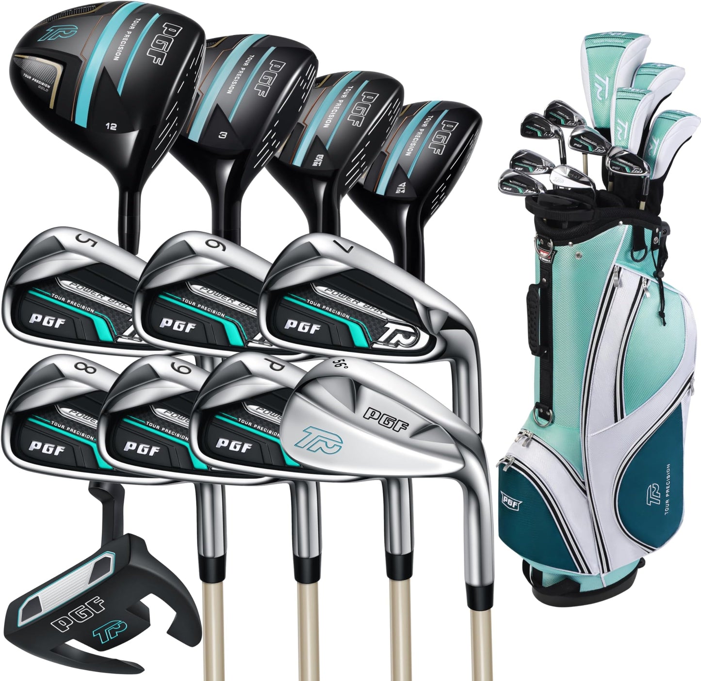 Pgf Golf Gold Tp Complete Golf Club Package Set For Men & Women [17-Pieces] [flex: Regular] - Lady Right Hand