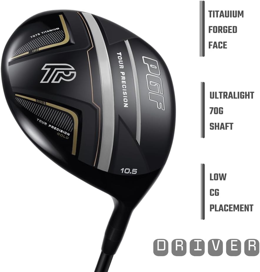 Pgf Golf Gold Tp Complete Golf Club Package Set For Men & Women [17-Pieces] [flex: Regular] - Men Right Hand