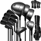 Pgm 19 Piece Men's Complete Golf Club Sets - Ultra-Thin Face Titanium Driver (0.85+ Cor), High Cor Fairway Woods, Forged Irons, Precision Cnc Milled Putter, With Stand Bag - Right Handed - Black