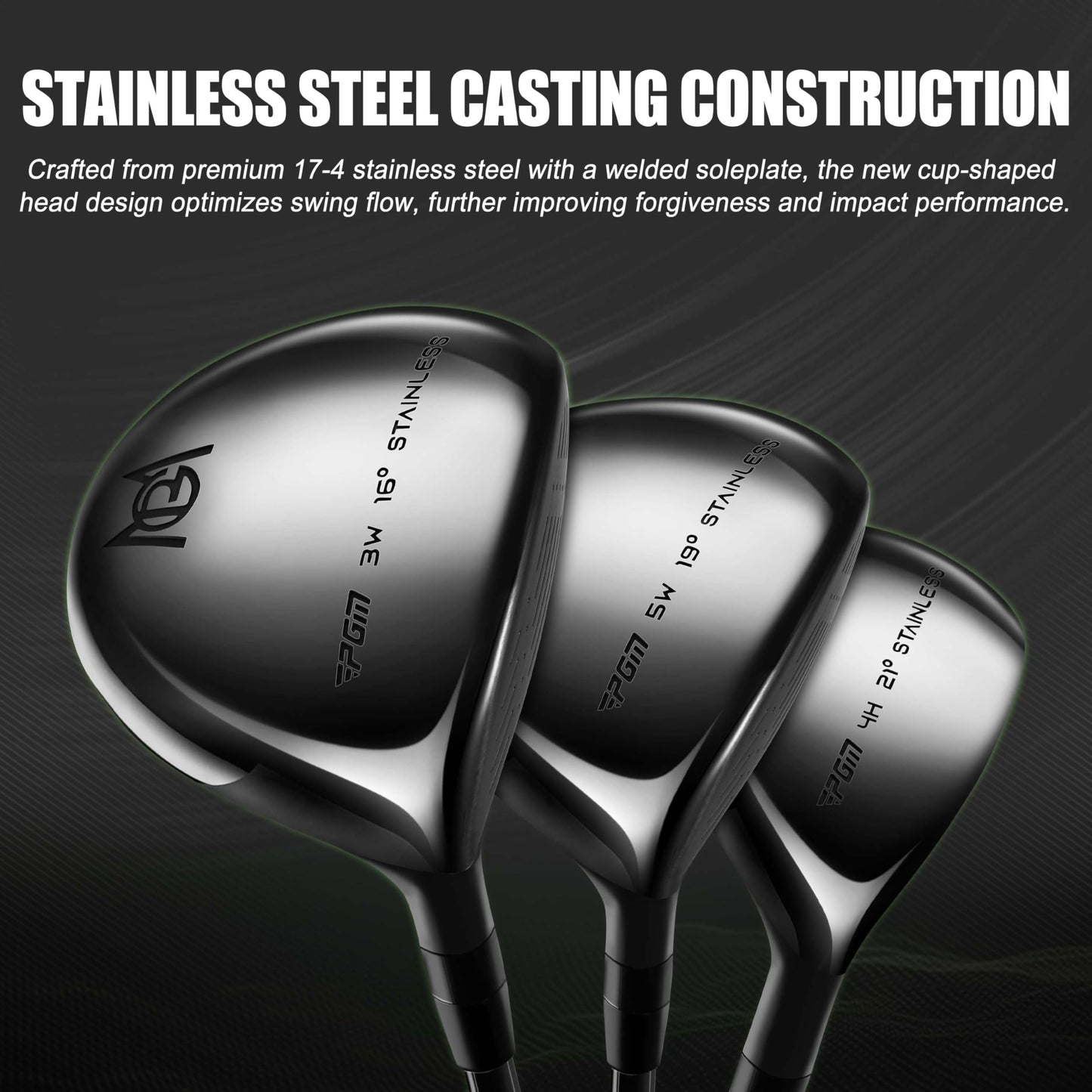 Pgm 19 Piece Men's Complete Golf Club Sets - Ultra-Thin Face Titanium Driver (0.85+ Cor), High Cor Fairway Woods, Forged Irons, Precision Cnc Milled Putter, With Stand Bag - Right Handed - Black