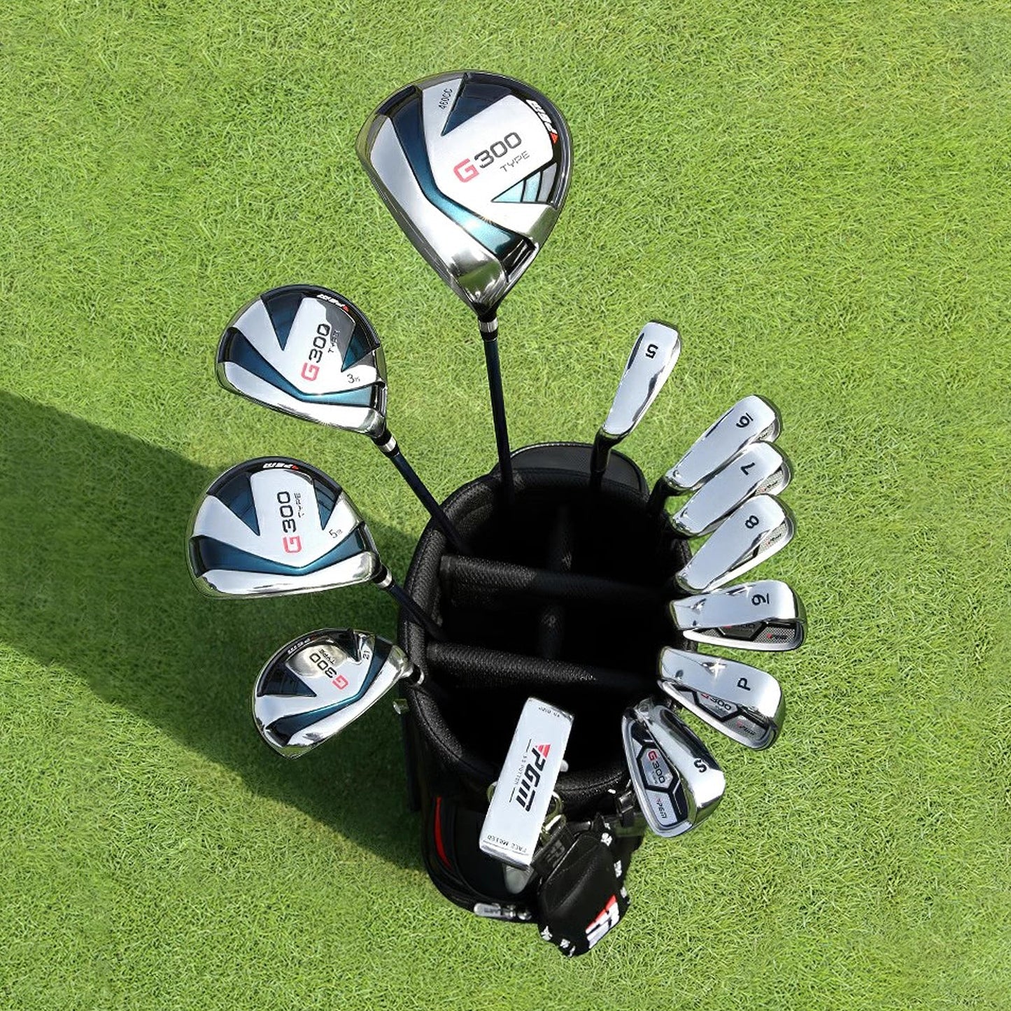 Pgm G300 Men’s Complete Golf Club Set With Titanium Driver | Titanium Driver, Forgiving Hybrid, High-Strength Irons & Easy Alignment Putter - [left Hand][length: Standard]