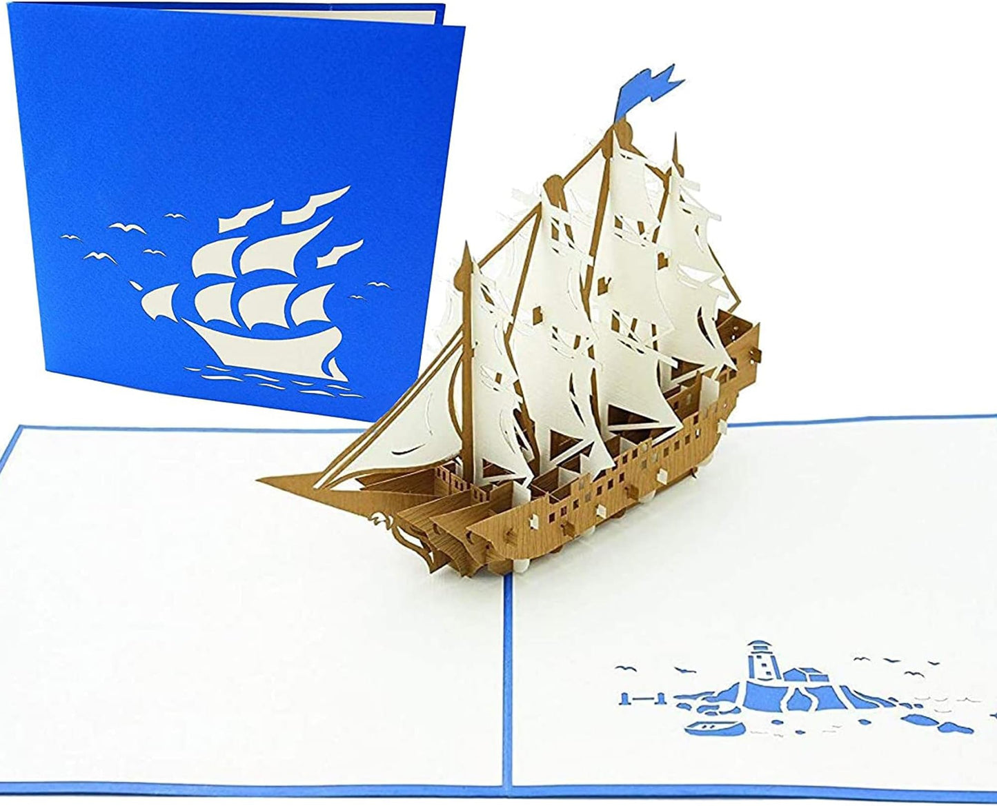 Poplife Golf Cart 3d Pop Up Card – Premium Golfing Greeting Card For Dad, Husband, Grandpa, Son – Father’s Day, Birthday, Retirement, Anniversary, Valentine’s Day – Unique Golf Gift Card For Men - Sailboat Tall Ship