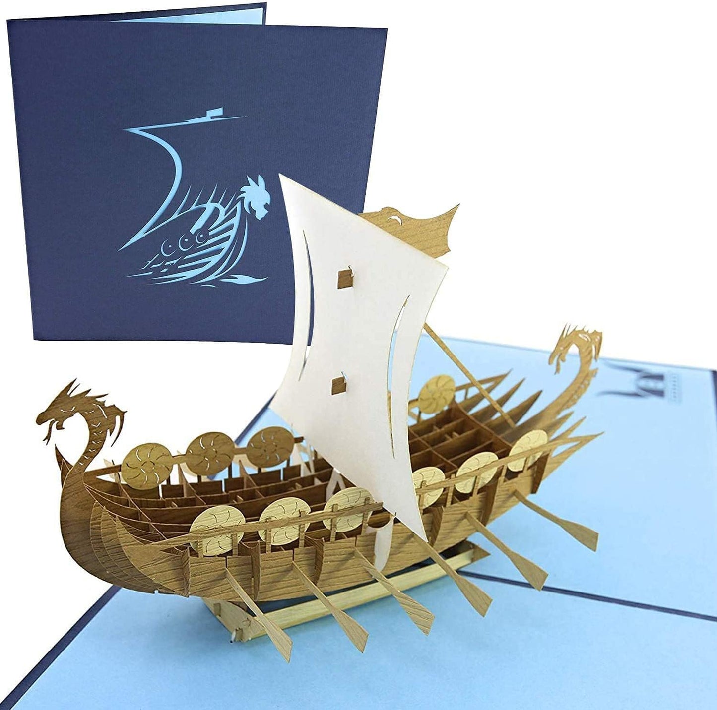 Poplife Golf Cart 3d Pop Up Card – Premium Golfing Greeting Card For Dad, Husband, Grandpa, Son – Father’s Day, Birthday, Retirement, Anniversary, Valentine’s Day – Unique Golf Gift Card For Men - Norse Viking Ship