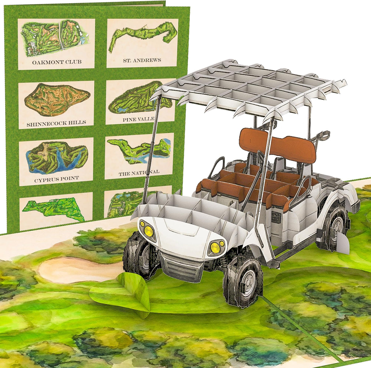 Poplife Golf Cart 3d Pop Up Card – Premium Golfing Greeting Card For Dad, Husband, Grandpa, Son – Father’s Day, Birthday, Retirement, Anniversary, Valentine’s Day – Unique Golf Gift Card For Men - Golf Cart