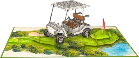 Poplife Golf Cart 3d Pop Up Card – Premium Golfing Greeting Card For Dad, Husband, Grandpa, Son – Father’s Day, Birthday, Retirement, Anniversary, Valentine’s Day – Unique Golf Gift Card For Men - Golf Cart