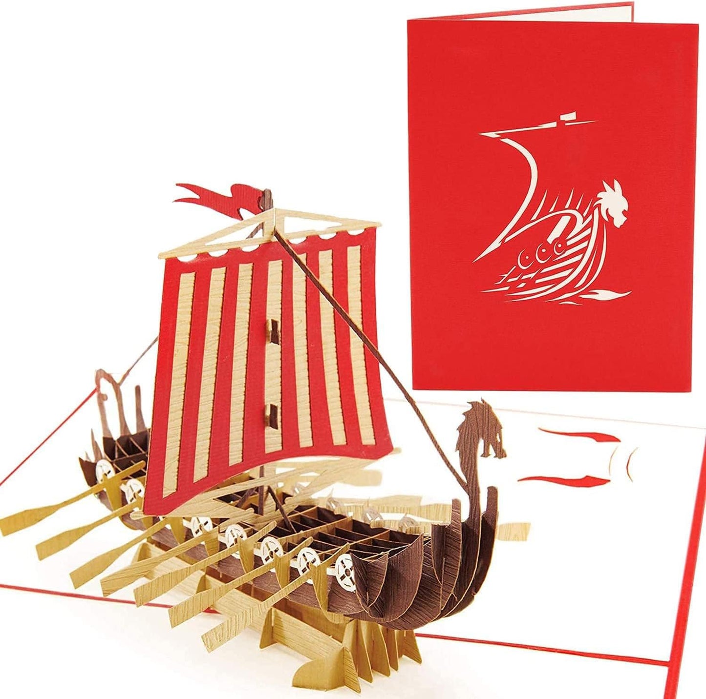 Poplife Golf Cart 3d Pop Up Card – Premium Golfing Greeting Card For Dad, Husband, Grandpa, Son – Father’s Day, Birthday, Retirement, Anniversary, Valentine’s Day – Unique Golf Gift Card For Men - Warrior Viking Ship