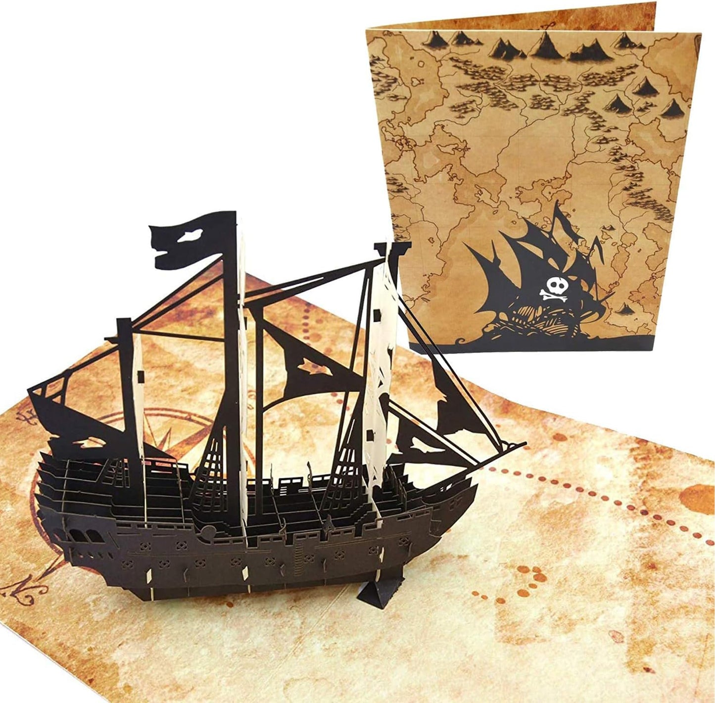 Poplife Golf Cart 3d Pop Up Card – Premium Golfing Greeting Card For Dad, Husband, Grandpa, Son – Father’s Day, Birthday, Retirement, Anniversary, Valentine’s Day – Unique Golf Gift Card For Men - Pirate Ship & Treasure Map