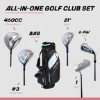 Precise Amg - Women's Complete Golf Club Set | Beginner Friendly, Driver, Fairway & Hybrid, Irons, Putter, Stand Bag, Petite & Regular, Right Hand, 2 Colours - Light Blue