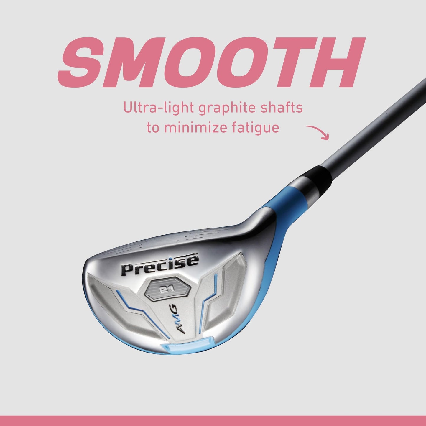 Precise Amg - Women's Complete Golf Club Set | Beginner Friendly, Driver, Fairway & Hybrid, Irons, Putter, Stand Bag, Petite & Regular, Right Hand, 2 Colours - Light Blue