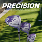 Precise M3 - Women's Complete Golf Club Set | 460cc Driver, Graphite-Shafted Fairway Wood, 7-Pw Irons & Wedge, Hybrid For Tough Lies, Petite & Regular Fit - Purple