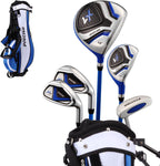 Precise X7 - Kids Complete Golf Club Set | Lightweight Graphite Shafts, Hybrid & Irons, Putter, Stand Bag Included, For Boys & Girls, Ages 3-12, Left/right Hand - Blue Ages 9-12