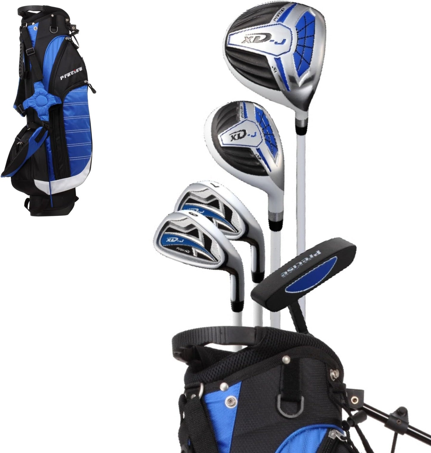 Precise Xdj - Junior Complete Golf Club Set | Lightweight Graphite Shafts, Hybrid & Putter, Stand Bag Included, For Boys & Girls, Ages 3-12, Left/right Hand - Blue Ages 9-12