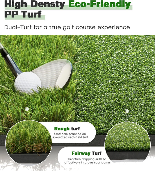 Ywitio Premium Dual-Turf Golf Hitting Mat 5x4ft with Thickened EVA Base for Indoor Outdoor Practice
