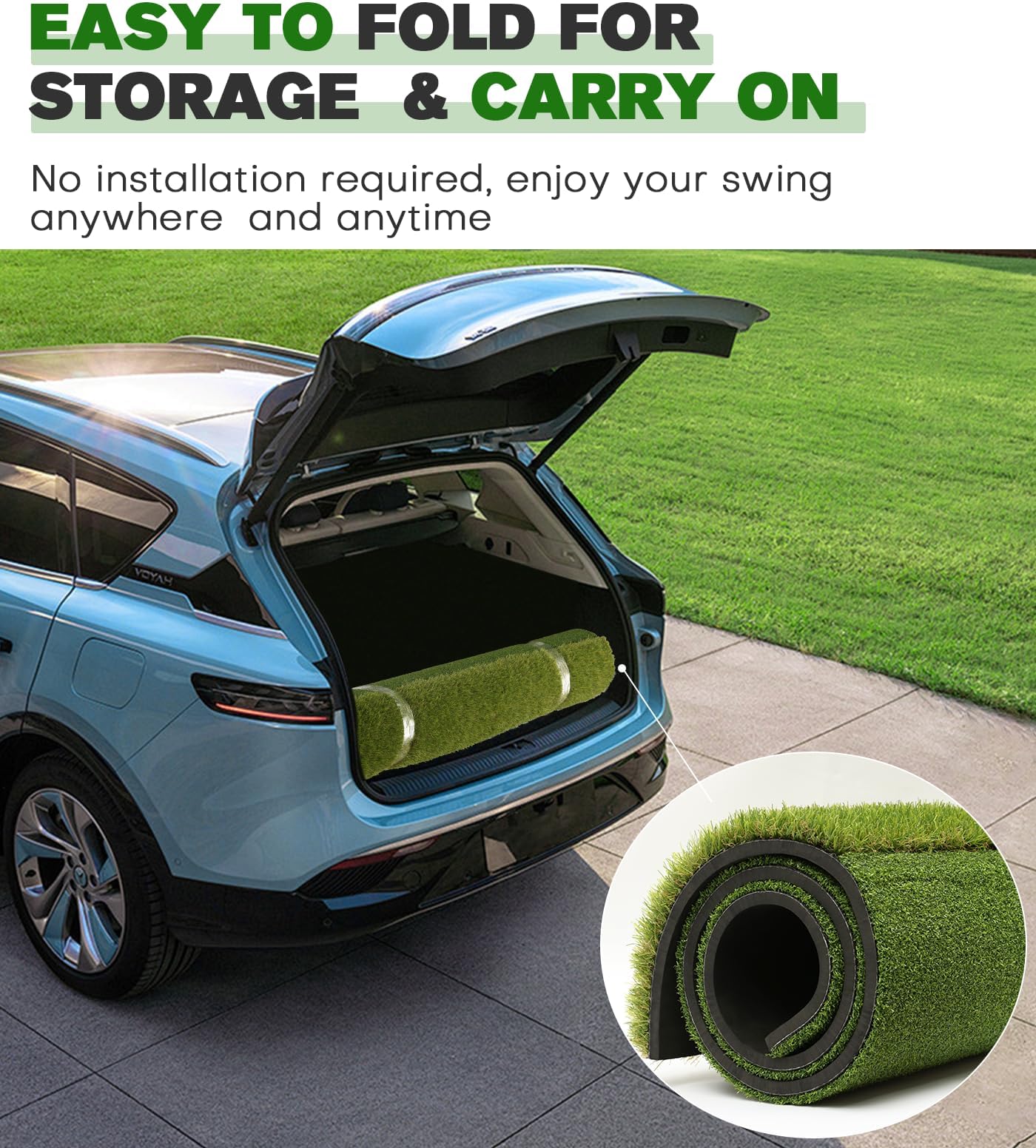 Ywitio Premium Dual-Turf Golf Hitting Mat 5x4ft with Thickened EVA Base for Indoor Outdoor Practice