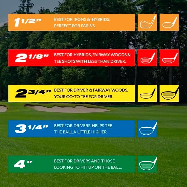 Pridesports Pts Wood Golf Tees | 135 Count, 3-1/4 Inch | #1 Wood Tee On Tour | Best For Drivers & Woods - 135 Count