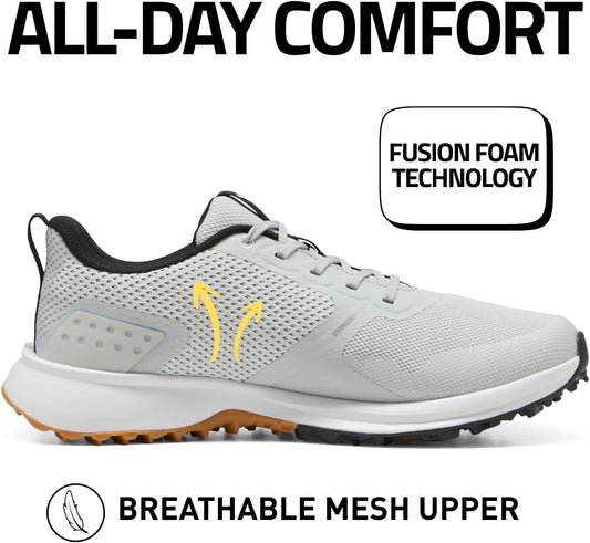 Puma Fusion Grip 6 Men's Golf Shoes - Feather Gray-Puma Black-Gum