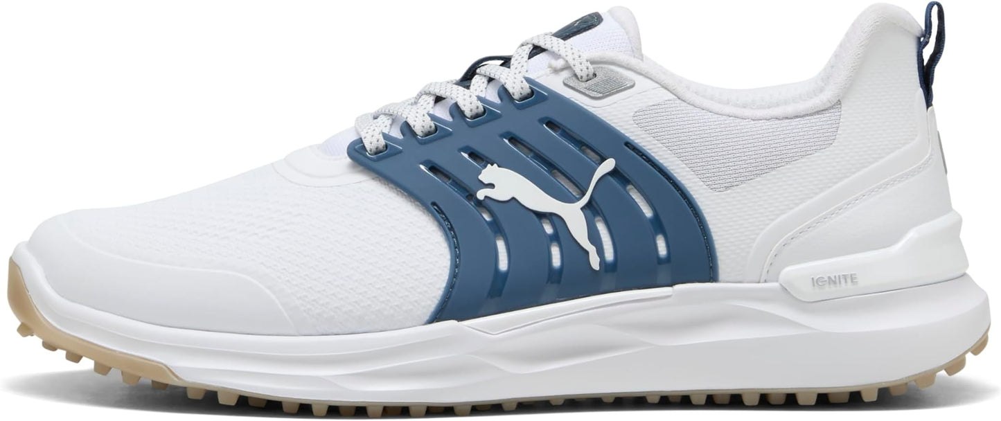 Puma Ignite Elevate 2 Men's Golf Shoes - Puma White-Dark Indigo-Ice Coffee