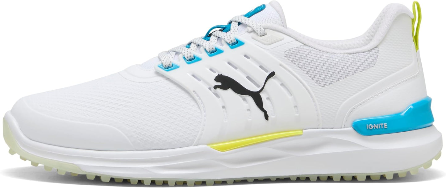 Puma Ignite Elevate 2 Men's Golf Shoes - Puma White-Speed Blue-Apple Spritz