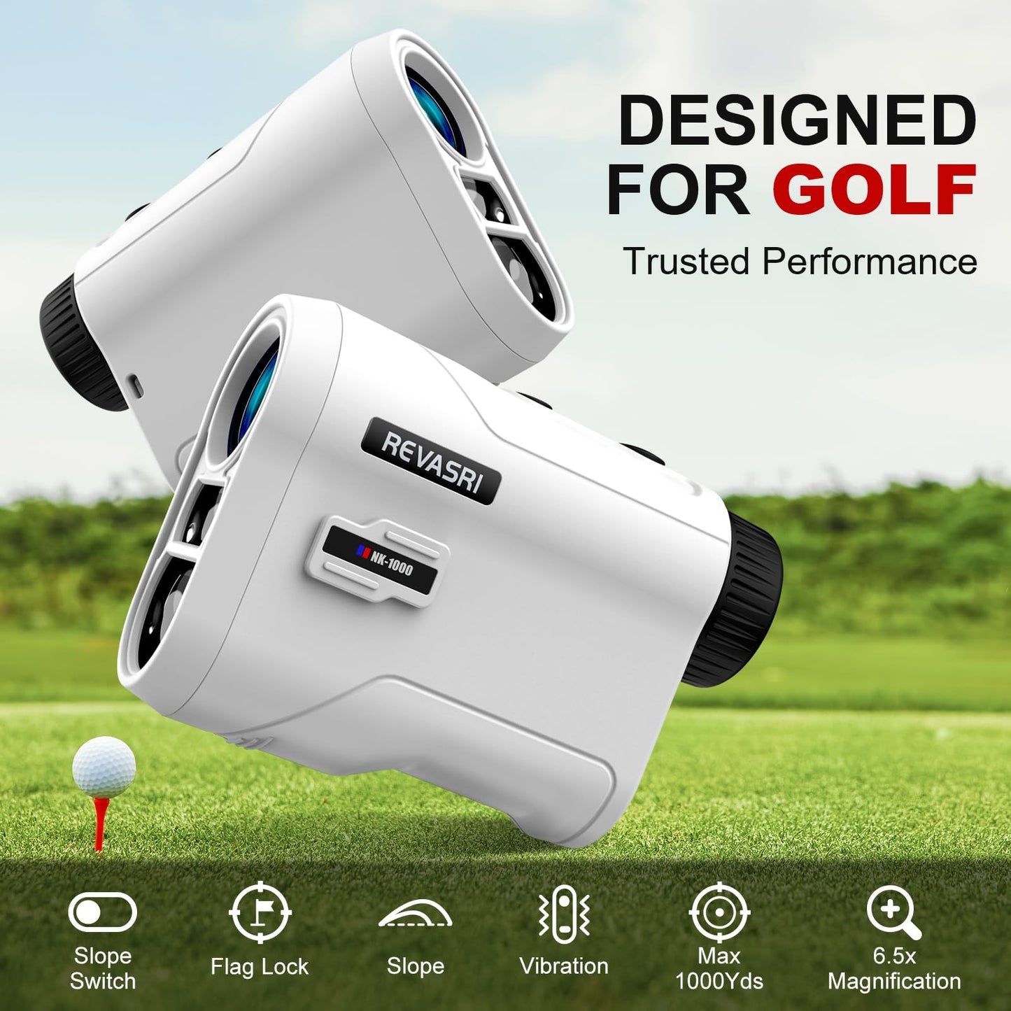 REVASRI Golf Rangefinder with Slope and Pin Lock Vibration, 600/1000 Yards