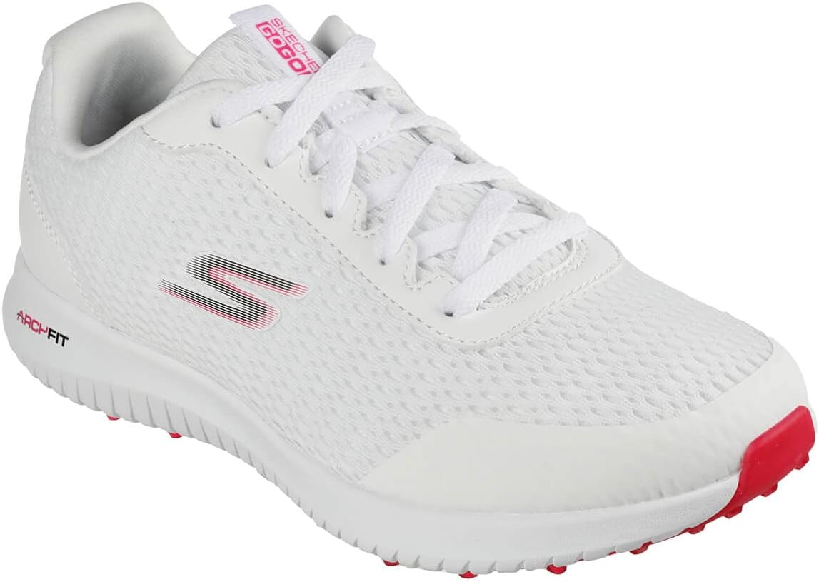 Skechers Golf Women's Go Max Arch Fit Spikeless Golf Shoe Sneaker - White/pink Mesh
