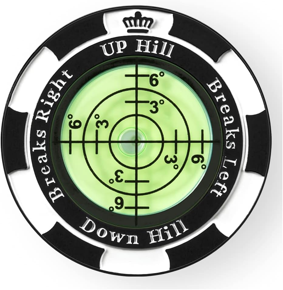 Slopemaster Progreen Reader - Golf Ball Marker With High Precision Green Reading Aid Golf Accessories For Men Women - Black